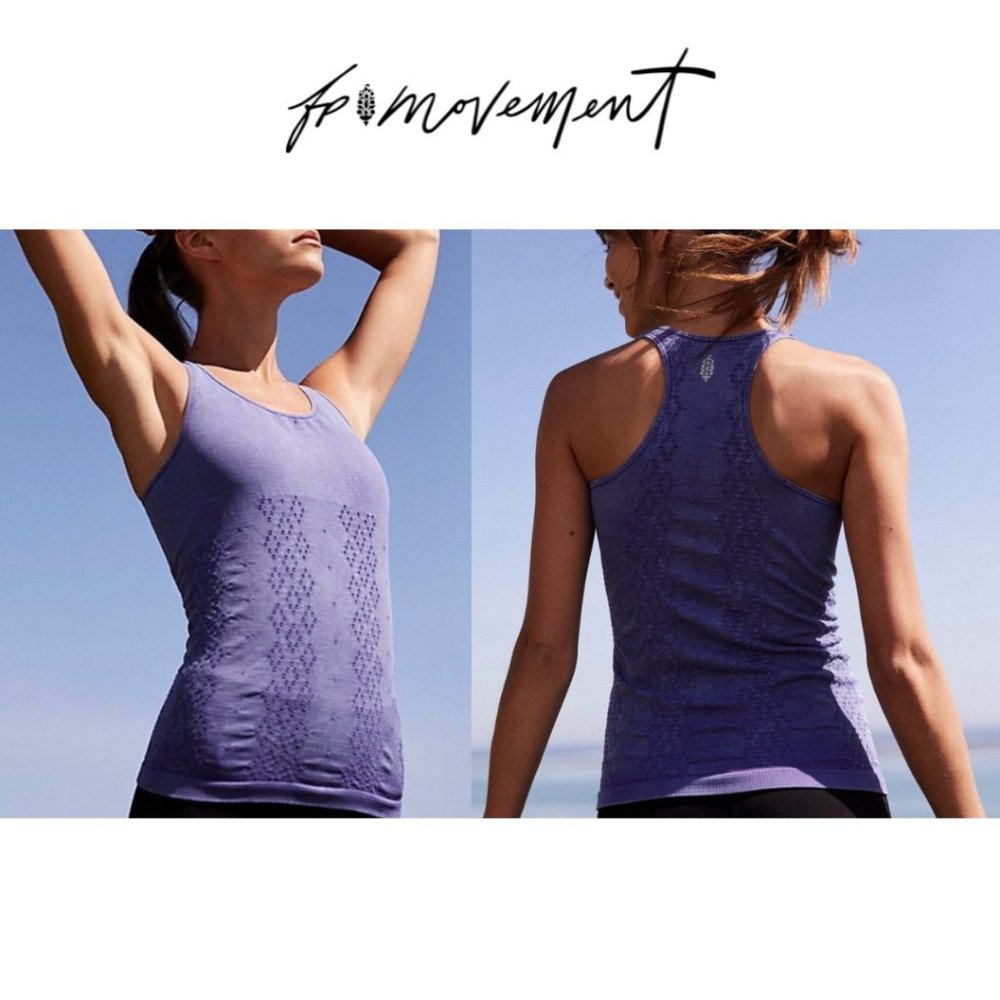 Free People Layer Perforated Tank in Blue